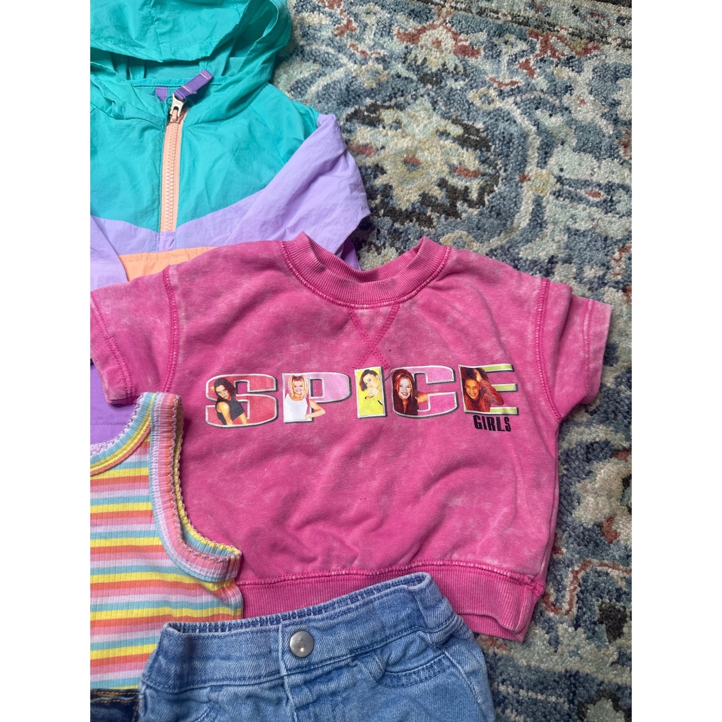 Spice Girls Cat & Jack Bundle Girls 12M Multi Retro Colorblock Denim GUC*3