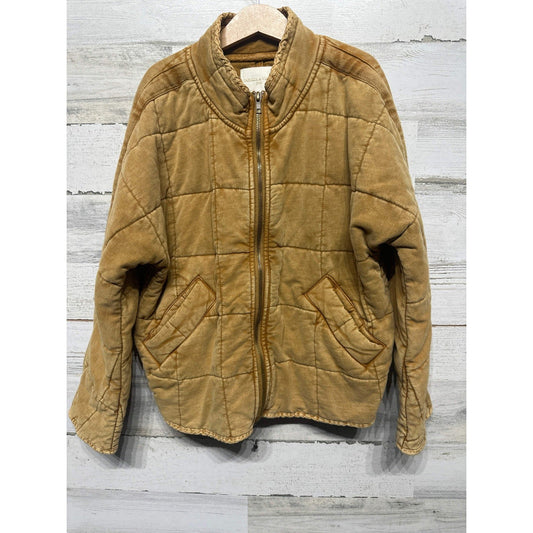 Chelsea & Violet Quilted Jacket Girls Medium Tan Corduroy Zip Bomber EUC0