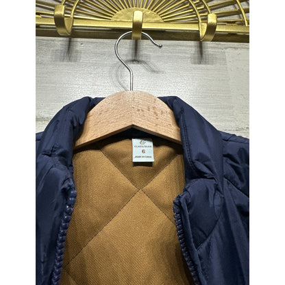 Class Club Quilted Vest Boys Size 6 Navy Blue Diamond Stitch Zip Up EUC1