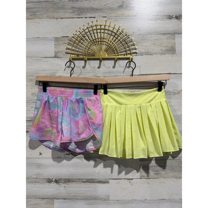 All In Motion Old Navy Shorts Skort Girls L 10/12 Pink Yellow Active EUC0