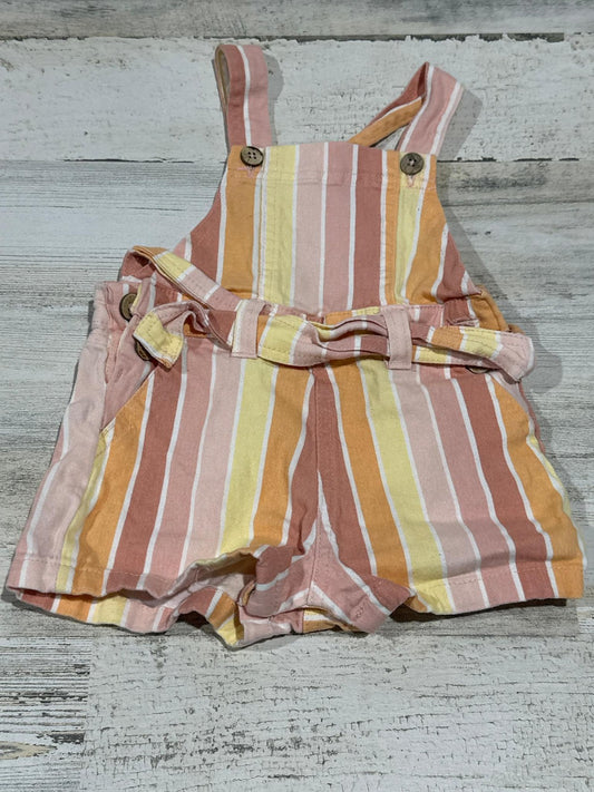 Jessica Simpson Striped Overall Romper Girls 18M Pink Orange Sunset EUC0