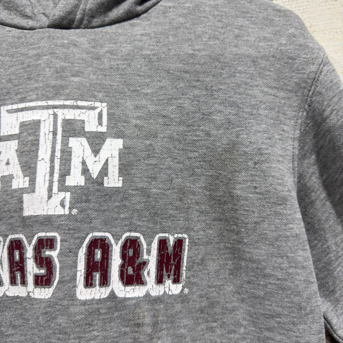 Rivalry Threads Texas A&M Hoodie Kids L 12/14 Gray Distressed Gameday *Flawed*3