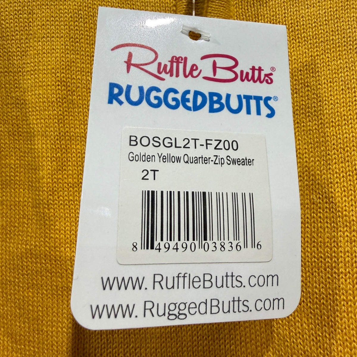 RuggedButts Golden Yellow Quarter-Zip Sweater Boys 2T Yellow Cotton Blend NWT3