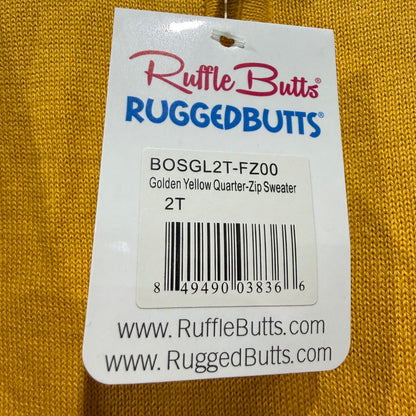 RuggedButts Golden Yellow Quarter-Zip Sweater Boys 2T Yellow Cotton Blend NWT3
