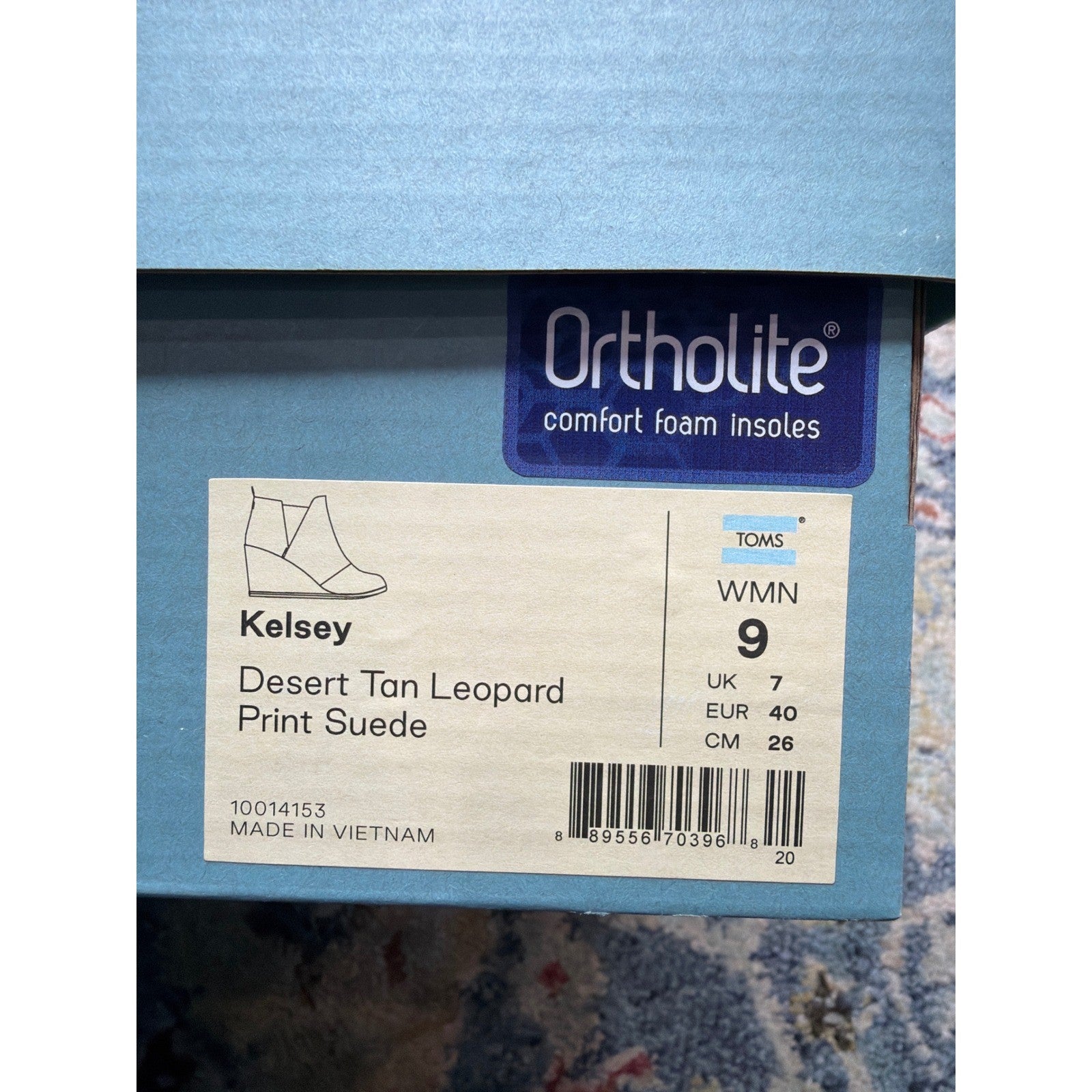 Toms Kelsey Wedge Booties Women 9 Leopard Print Animal Suede Ankle Boots EUC5