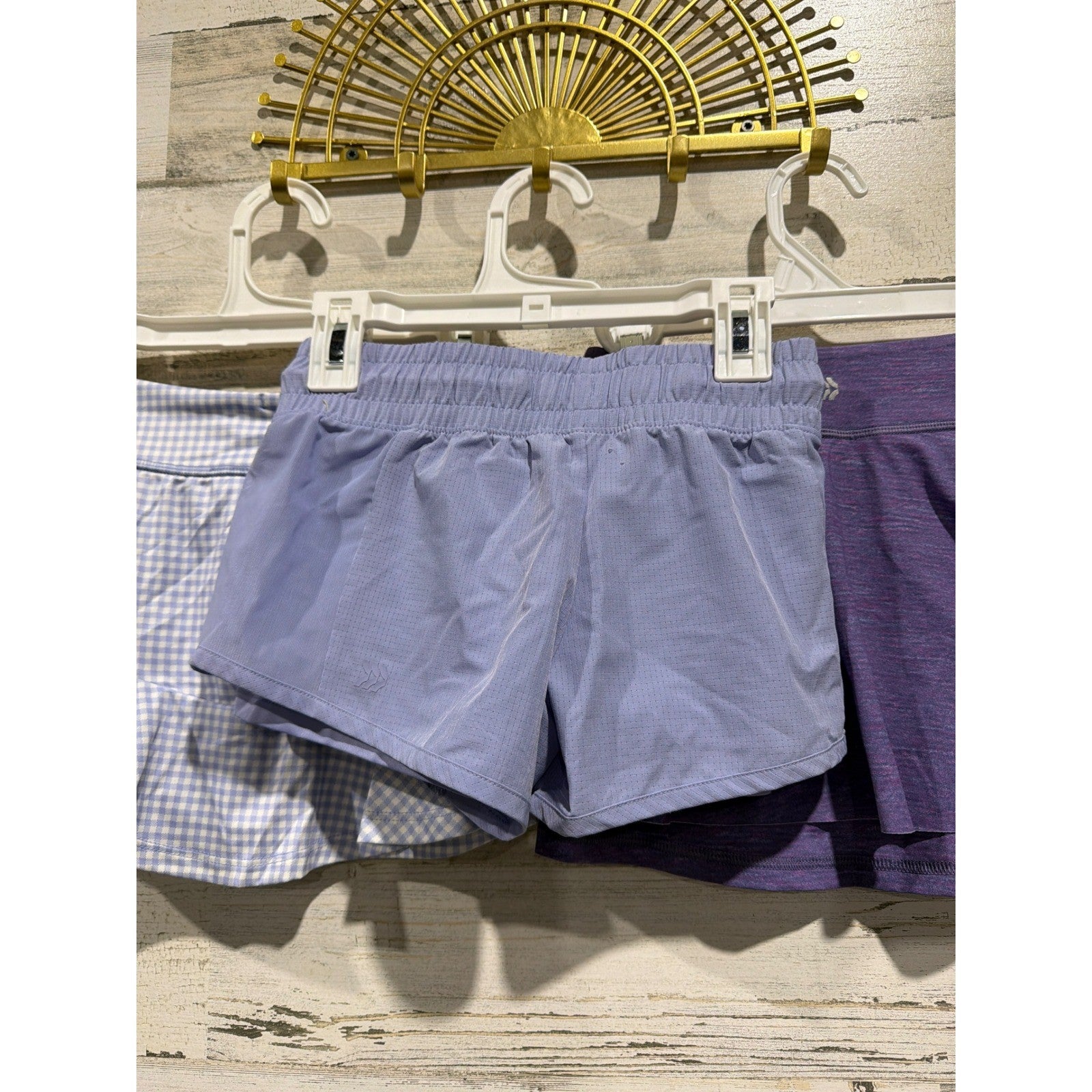 All In Motion Skorts Shorts Girls Small 6/7 Purple Blue Plaid Activewear EUC5