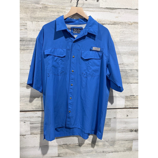 Bimini Bay Button Up Shirt Men XL Blue Fishing Performance Gorpcore EUC0