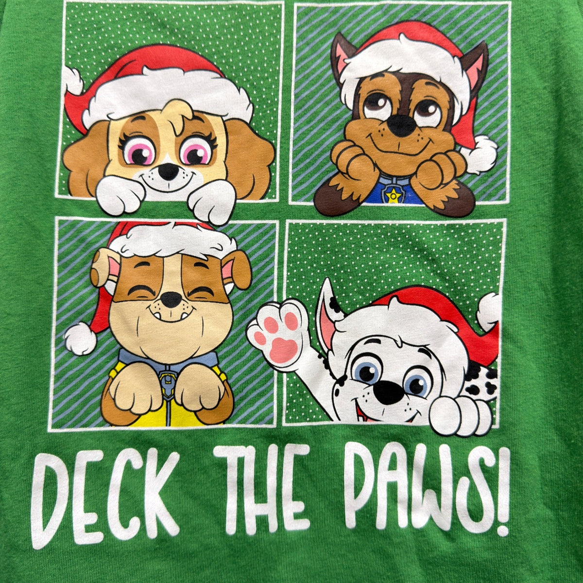 Paw Patrol Deck The Paws Shirt Kids 4T Green Cotton Christmas Holiday1