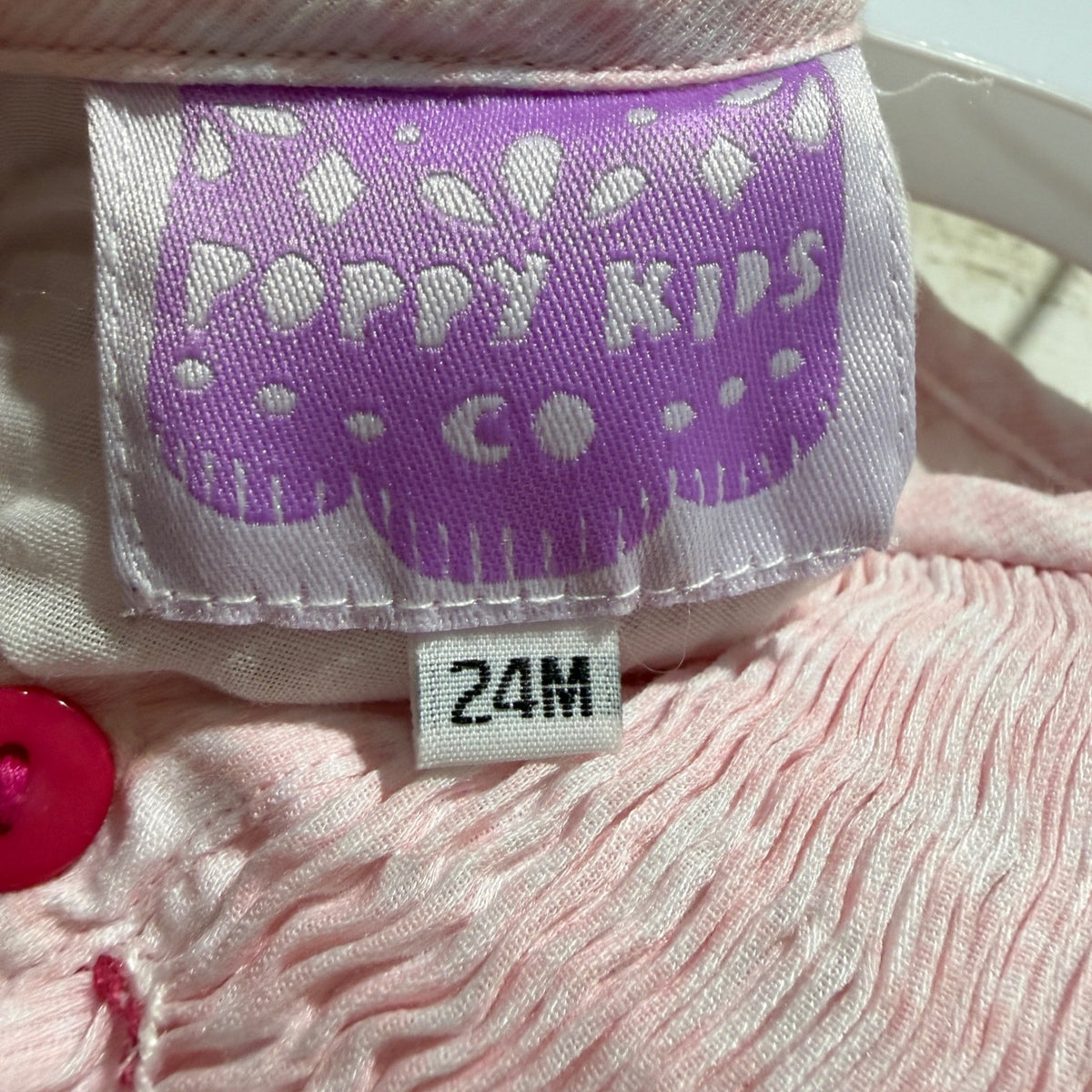Poppy Kids Turkey Smocked Dress Girls 24M Pink Corduroy Thanksgiving Holiday EUC5