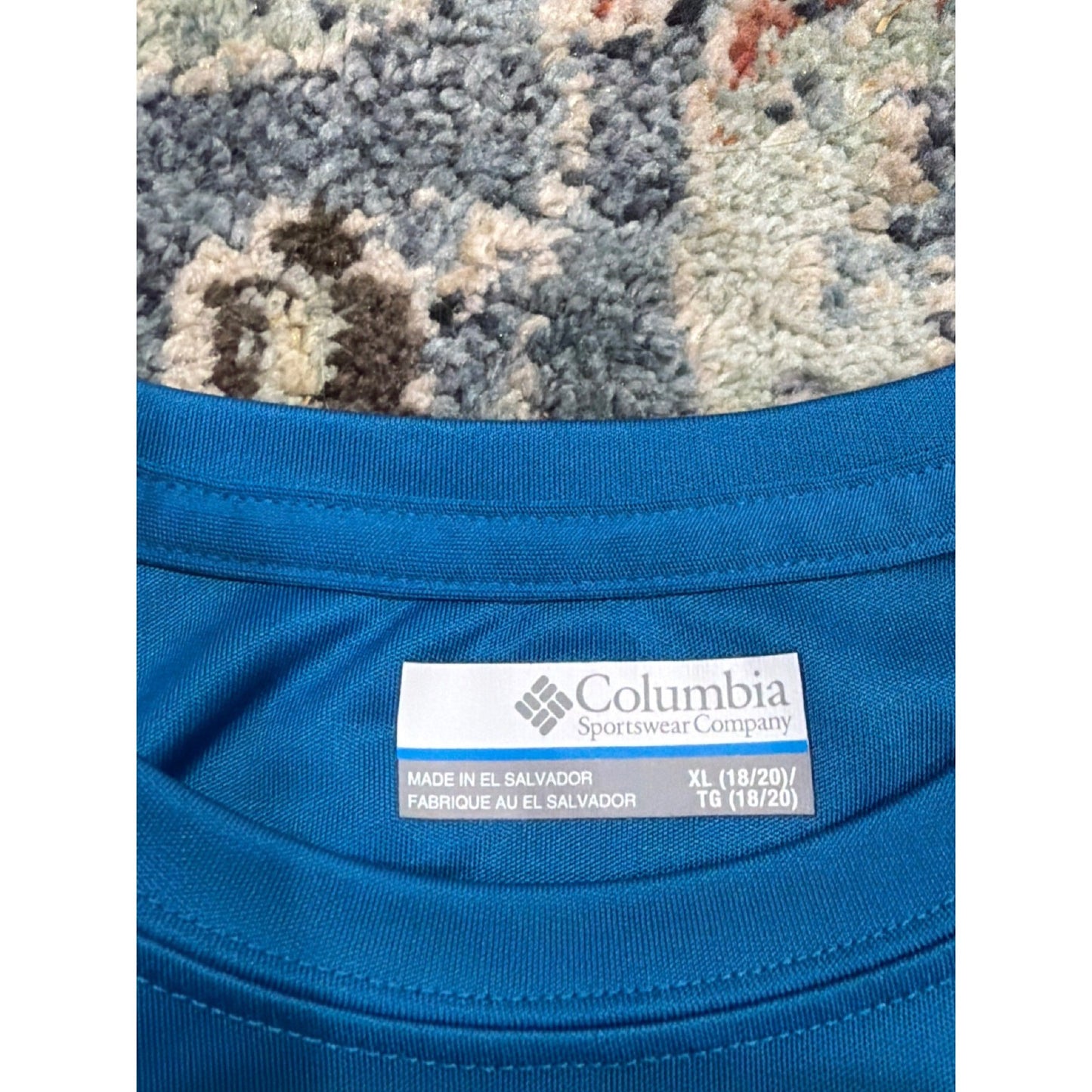 Columbia T-Shirt Boys XL 18/20 Blue PFG Performance Short Sleeve EUC2