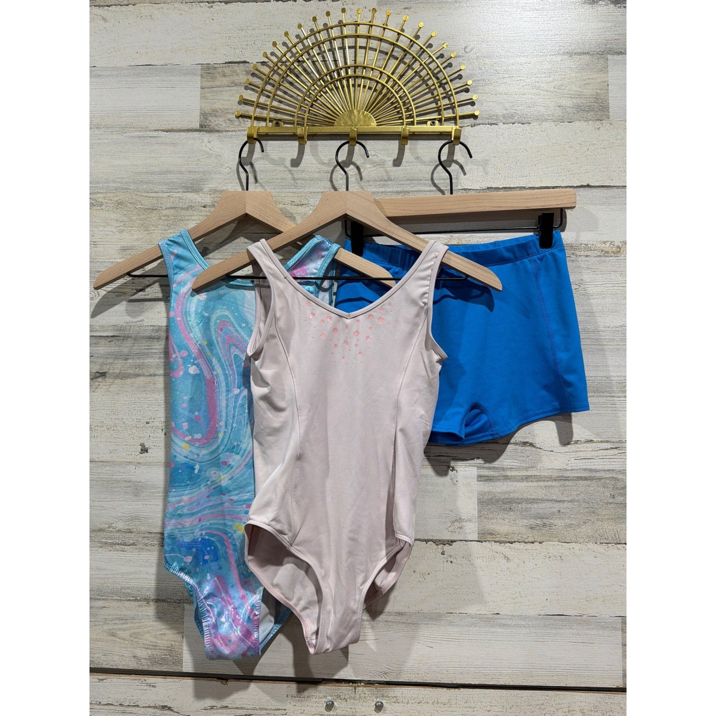 Mirella BCG Leotard Shorts Bundle Girls XL 14 16 Pink Blue Dance Gymnastics EUC0