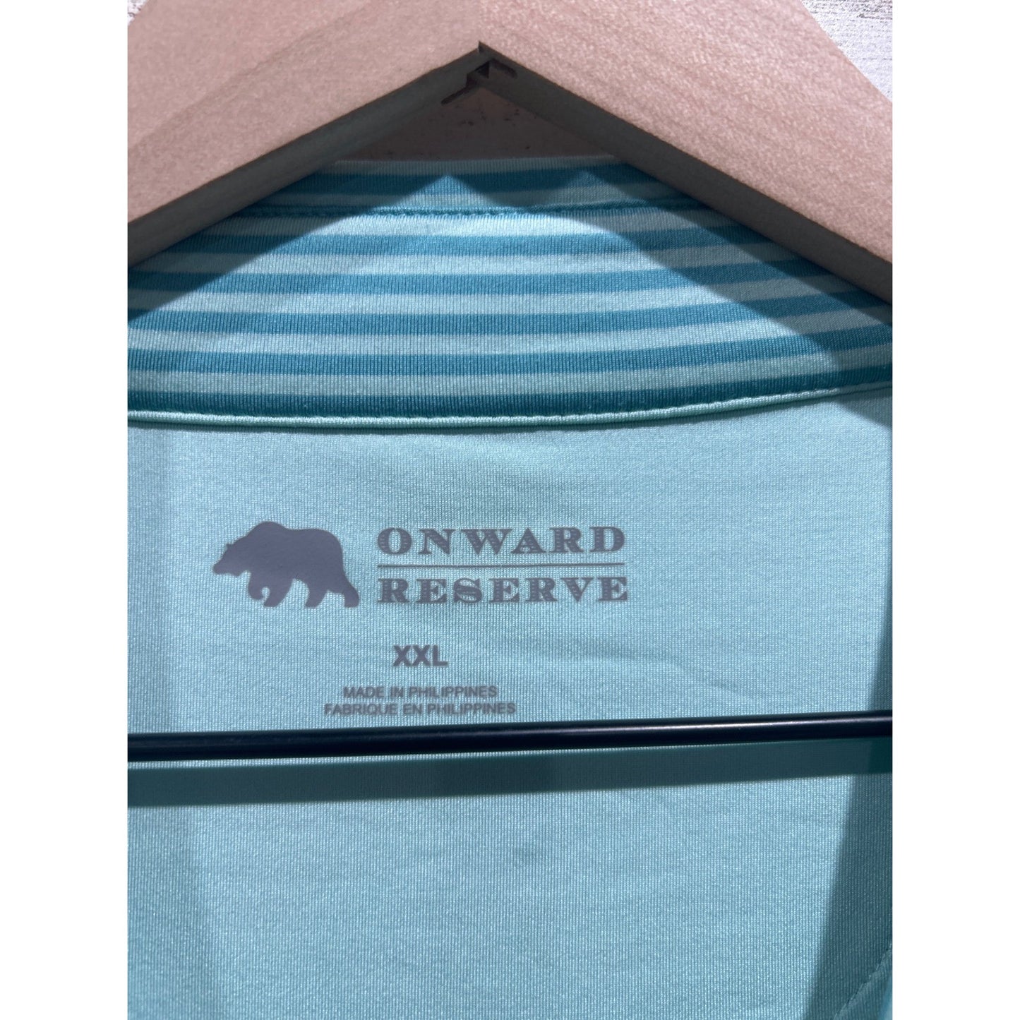 Onward Reserve Polo Shirt Mens XXL Mint Green Striped Golf Performance EUC1