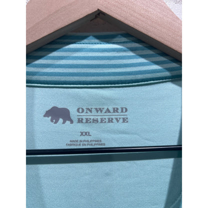 Onward Reserve Polo Shirt Mens XXL Mint Green Striped Golf Performance EUC1