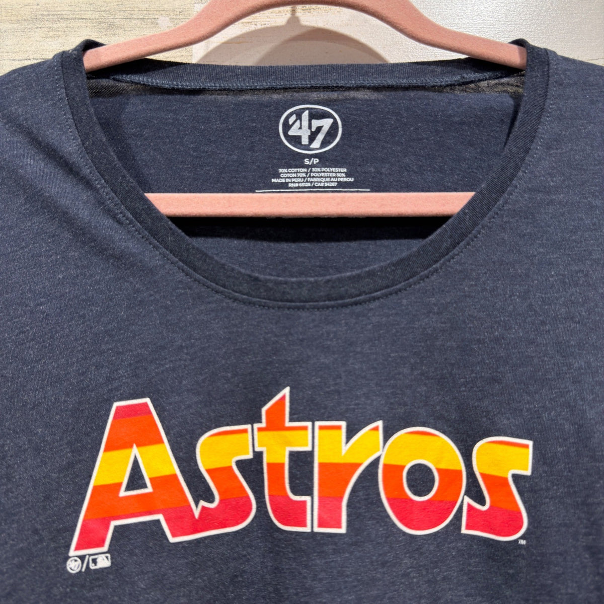 '47 Houston Astros T-Shirt Women Small Navy Rainbow Graphic Sporty EUC1