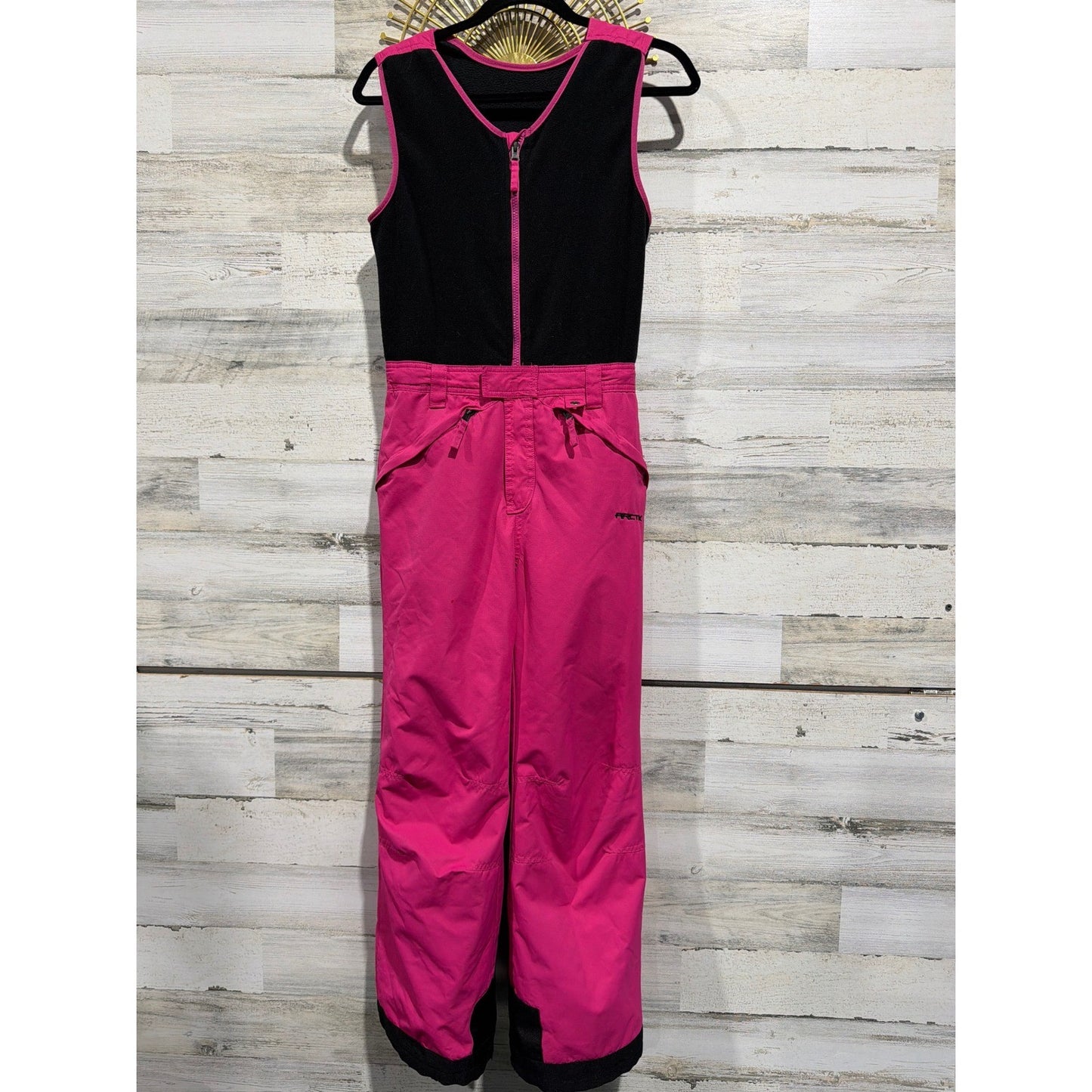 Arctix Snow Bib Overalls Girls Large Pink Black Insulated Ski Pants GUC*0