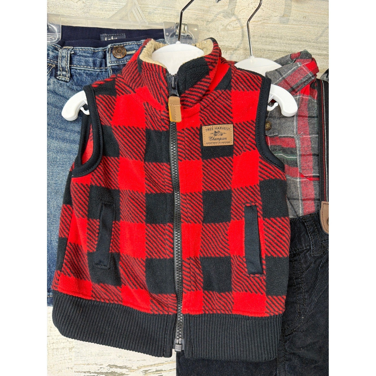Carter's OshKosh Baby Boys 3M Plaid Fleece Denim Bundle CabinCore Warm1