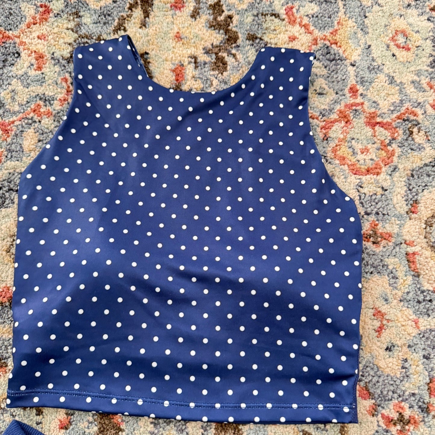 Shop The Mint Shorts Set Girls 12/14 Navy Polka Dot Activewear Athleisure EUC1