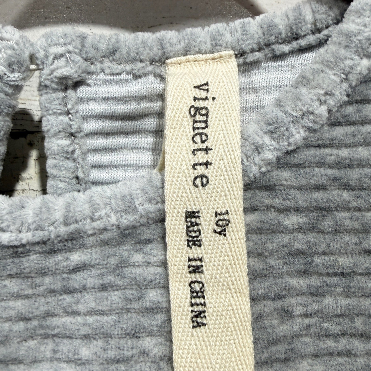 Vignette Ruffle Top Girls Size 10Y Gray Ribbed Velvet Coquette NWT2
