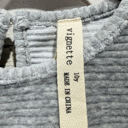 Vignette Ruffle Top Girls Size 10Y Gray Ribbed Velvet Coquette NWT2