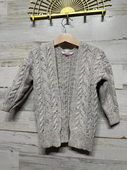RuffleButts Cardigan Girls 2T/3T Cream Cable Knit Confetti Open Front EUC0