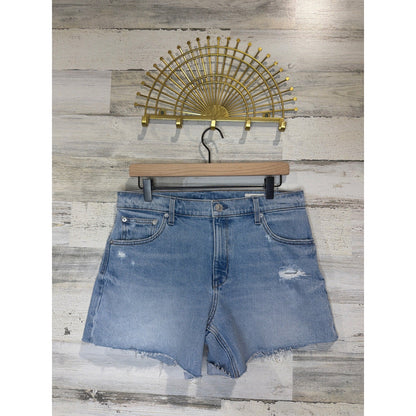 AYR All Year Round Denim Shorts Women 29 Blue Distressed Raw Hem EUC0