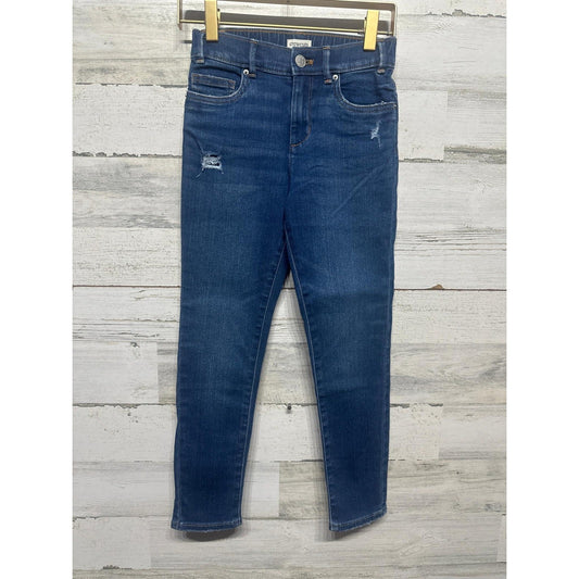Crewcuts Skinny Jeans Girls 8 Blue Distressed Raw Hem EUC0