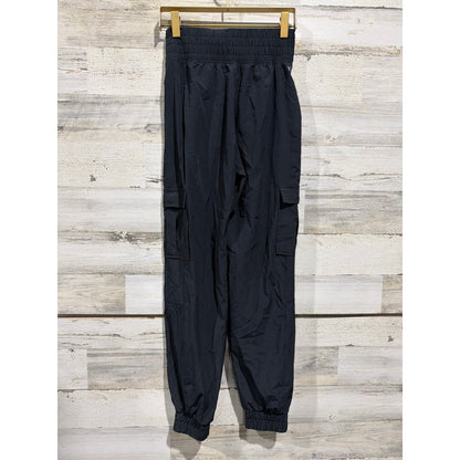 Abercrombie YPB Joggers Women XXS Black Cargo High Waist Athletic Pants EUC1