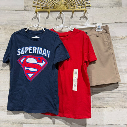 Cat & Jack Superman Magellan Boys Size 6/7 Red Khaki 3pc Bundle0