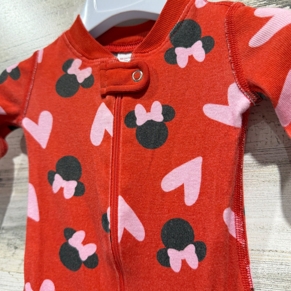 Disney Hanna Andersson Minnie Mouse Sleeper Girls 0-3M Red Organic Cotton EUC2