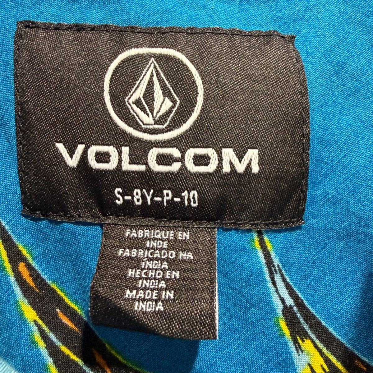 Volcom Button Down Boys S Blue Floral Tropical Cotton Viscose Surf EUC1