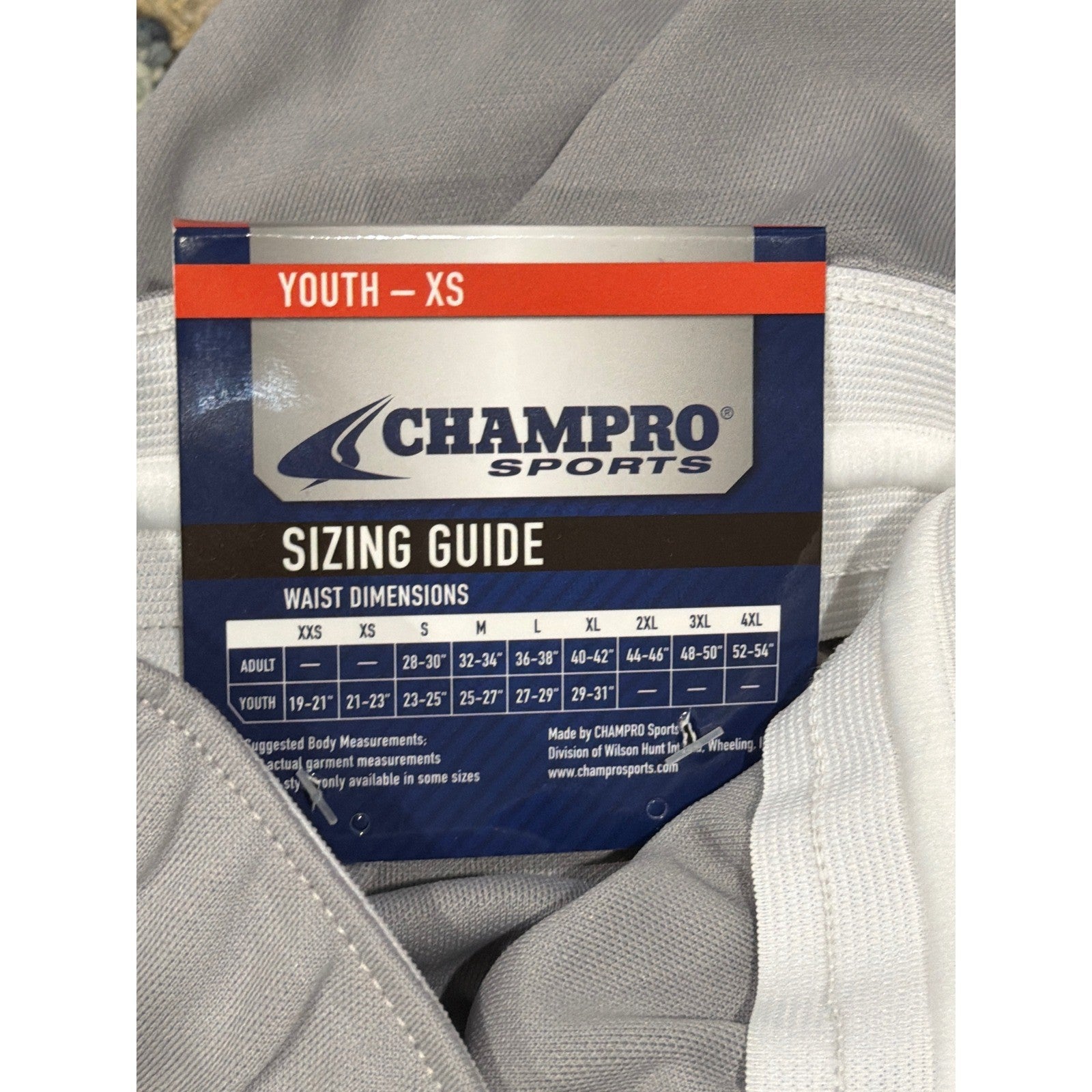 Champro Sports Softball Pants Girls XS Gray Elastic Waist Cuffs NWT3
