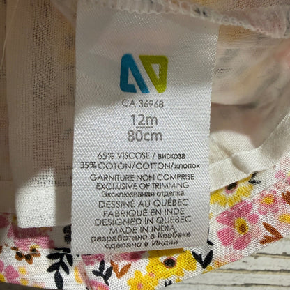 Nano Floral Top Ruffle Shorts Set Girls 12M Pink Yellow Cotton Boho NWT4