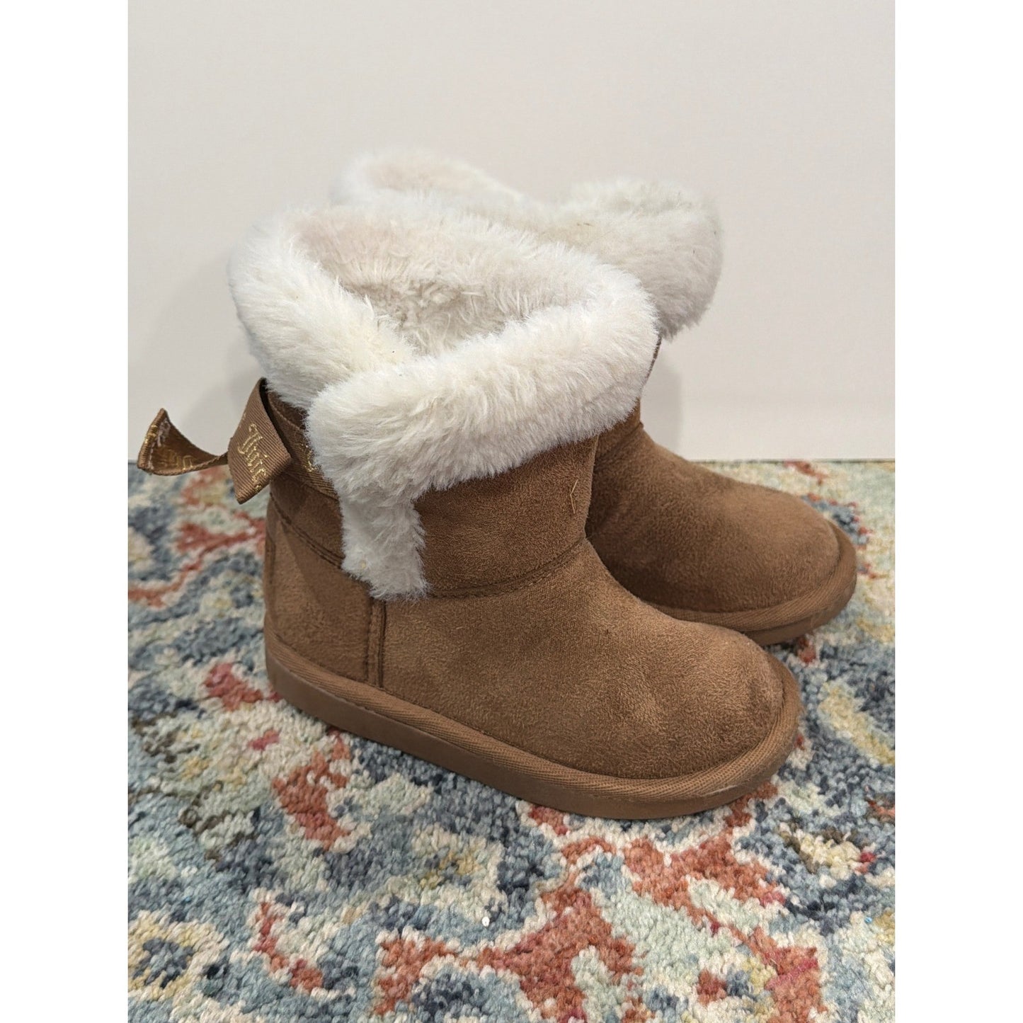 Juicy Couture Boots Girls 8 Toddler Brown Faux Fur Suede McBling *Flawed1