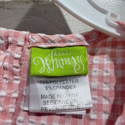 Classic Whimsy Dress Girls 10 Pink Gingham Ruffle Seersucker Top Preppy EUC2