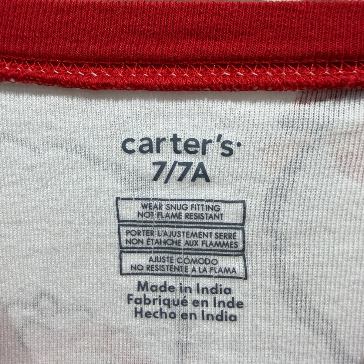 Carters Santa Claus Pajama Set Kids Size 7 White Cotton Holiday Festive EUC2