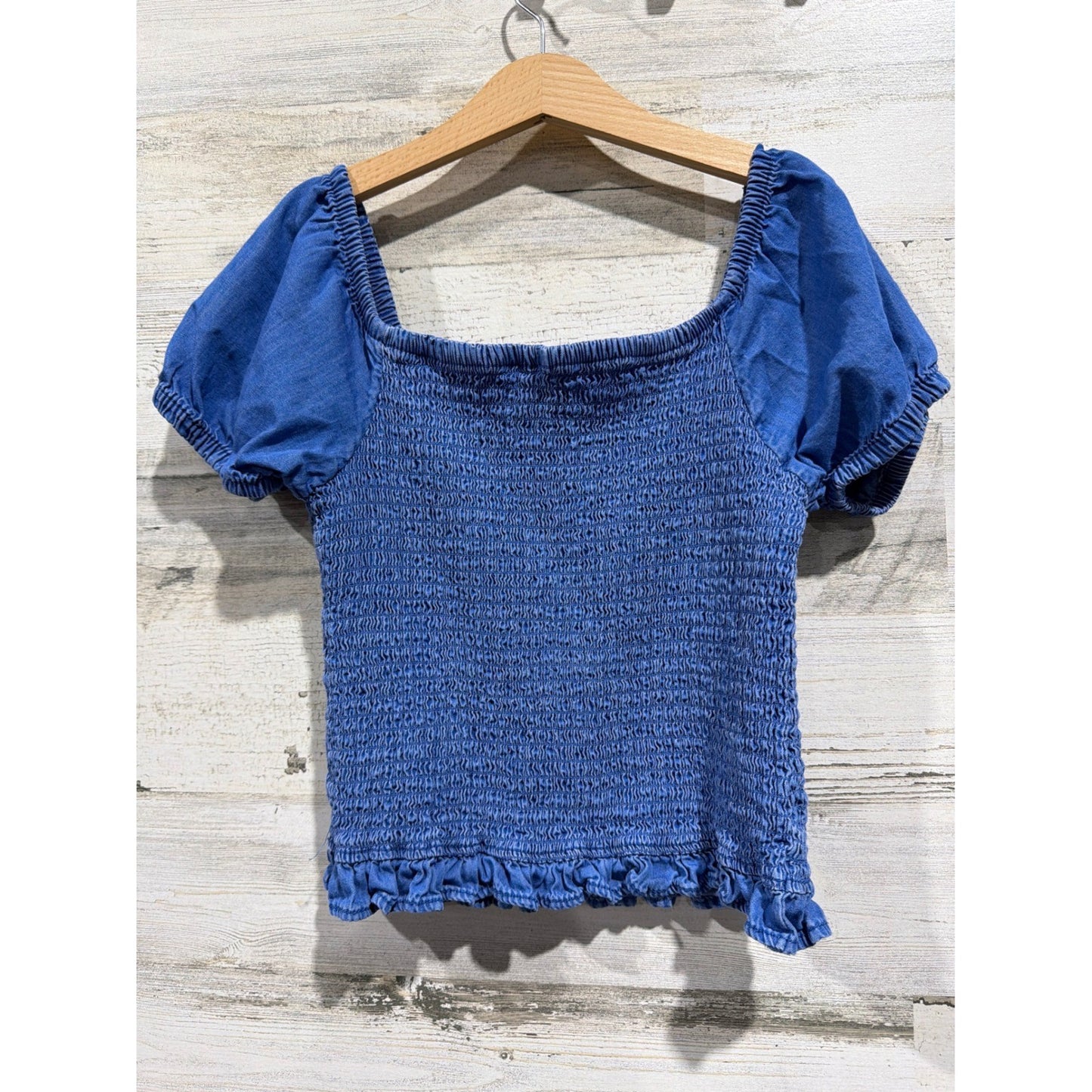 Abercrombie Zara Shirt Bundle Girls 10-12 Blue Striped Smocked Coastal EUC6
