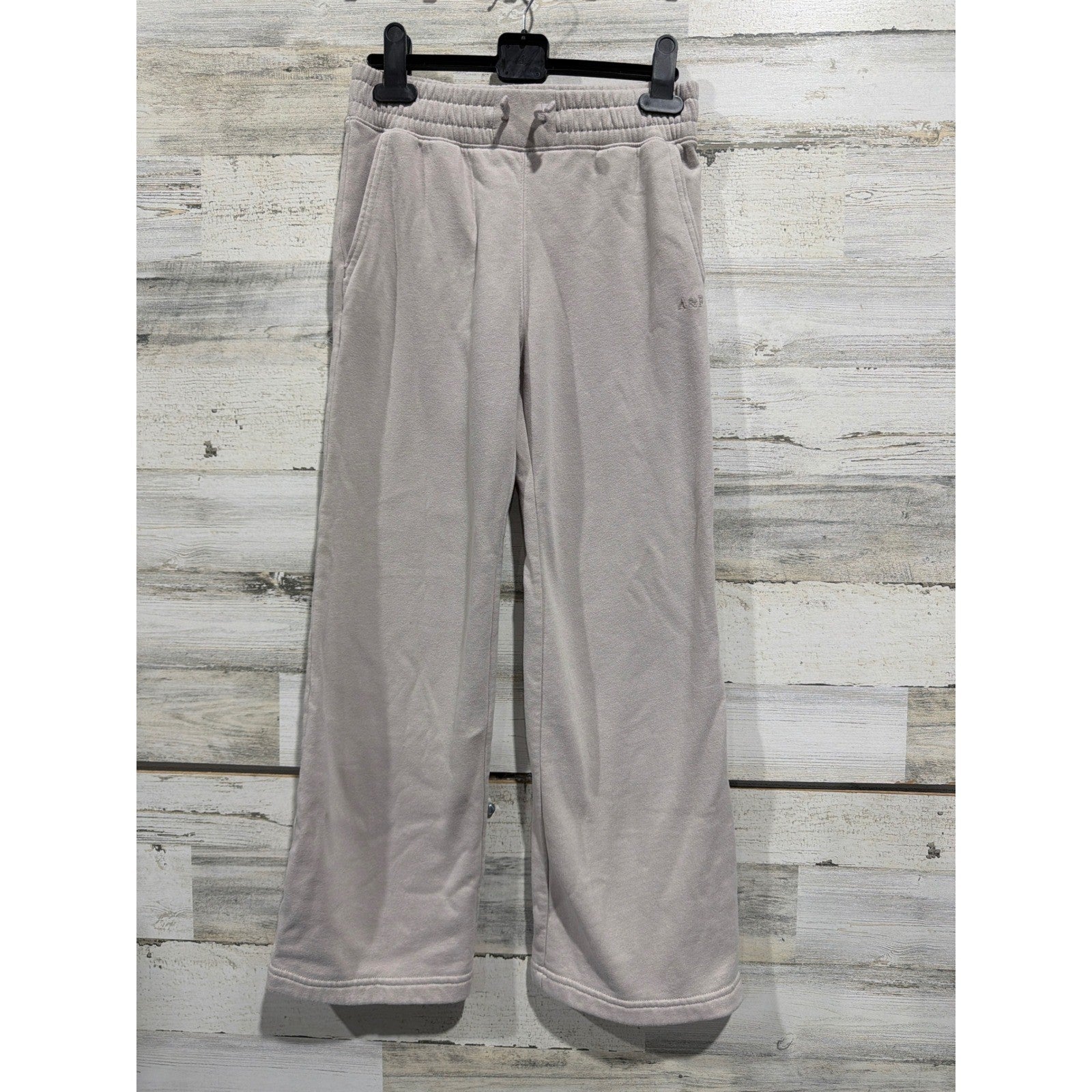 Abercrombie Kids Sweatpants Girls 11/12 Tan Essentials Wide Leg Fleece EUC0