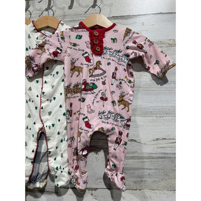 Mud Pie Old Navy Luxe Threads Holiday Sleepers Girls 0-3M Christmas Bundle1