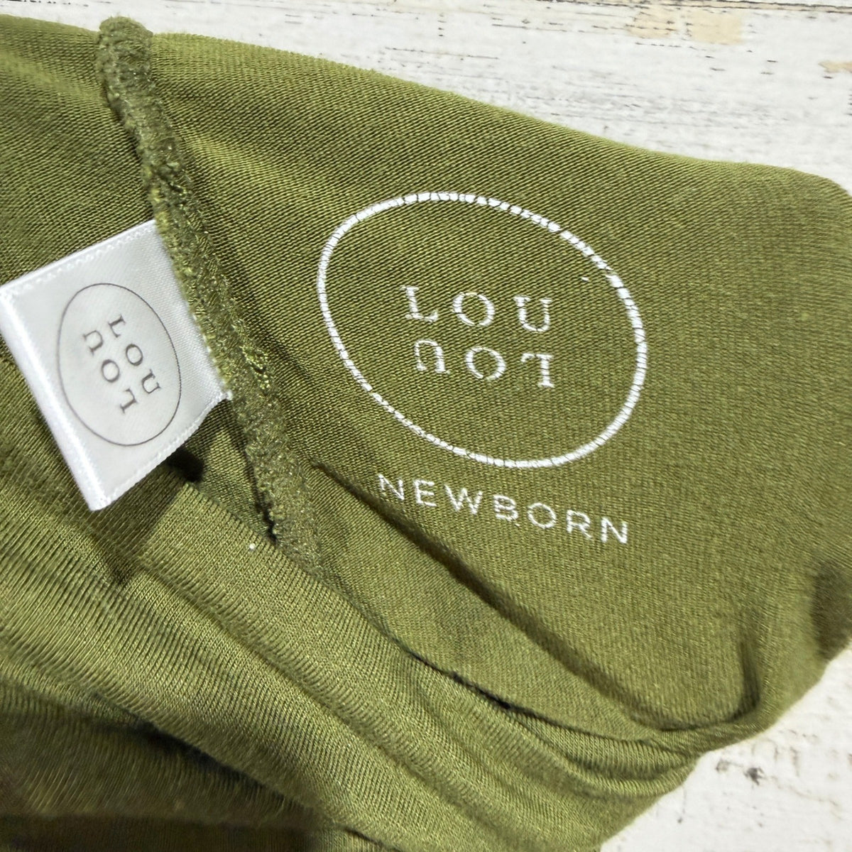 Lou Lou and Company Henley Set Kids Newborn Olive Green Ribbed Boho EUC5