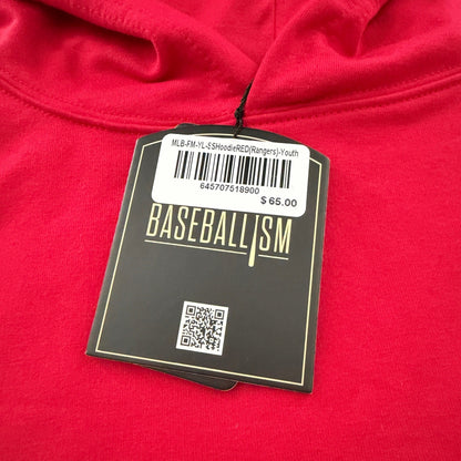 Baseballism Texas Rangers Hoodie Youth Large Red Short Sleeve MLB Sport NWT2