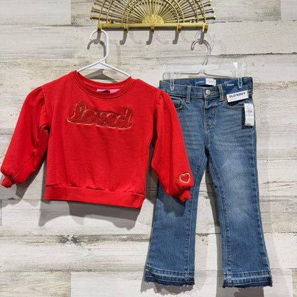 Isaac Mizrahi & Old Navy Sweatshirt and Flare Jeans Set Girls 4T0