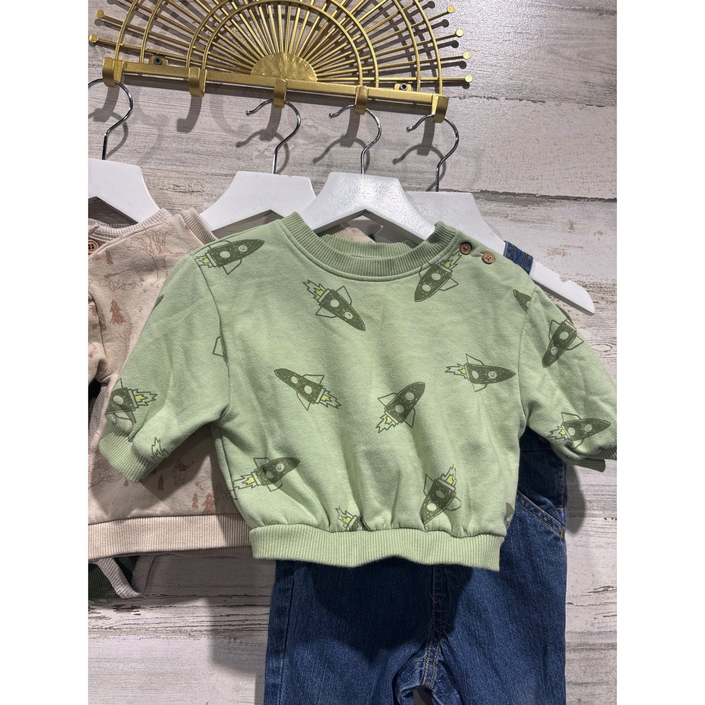 Cat & Jack Cotton On Baby Boys 3-6M Green Mixed Bundle Rocket Forest Lot1