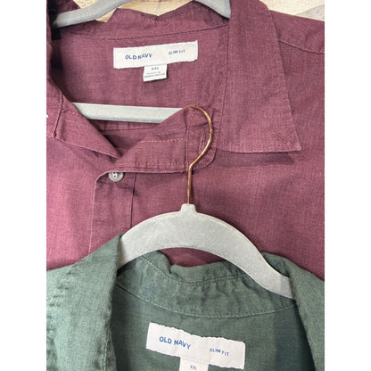 Old Navy Goodfellow Shirt Bundle Men XXL Green Burgundy White Slim Fit5