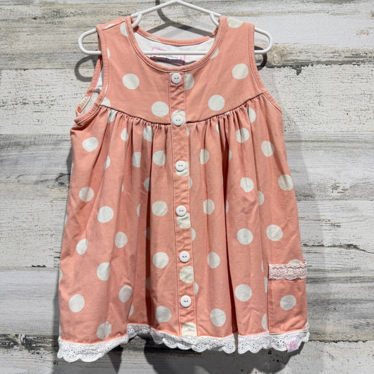 Sweet Honey Top Girls Size 6 Peach Polka Dot Lace Tunic Cottagecore EUC0