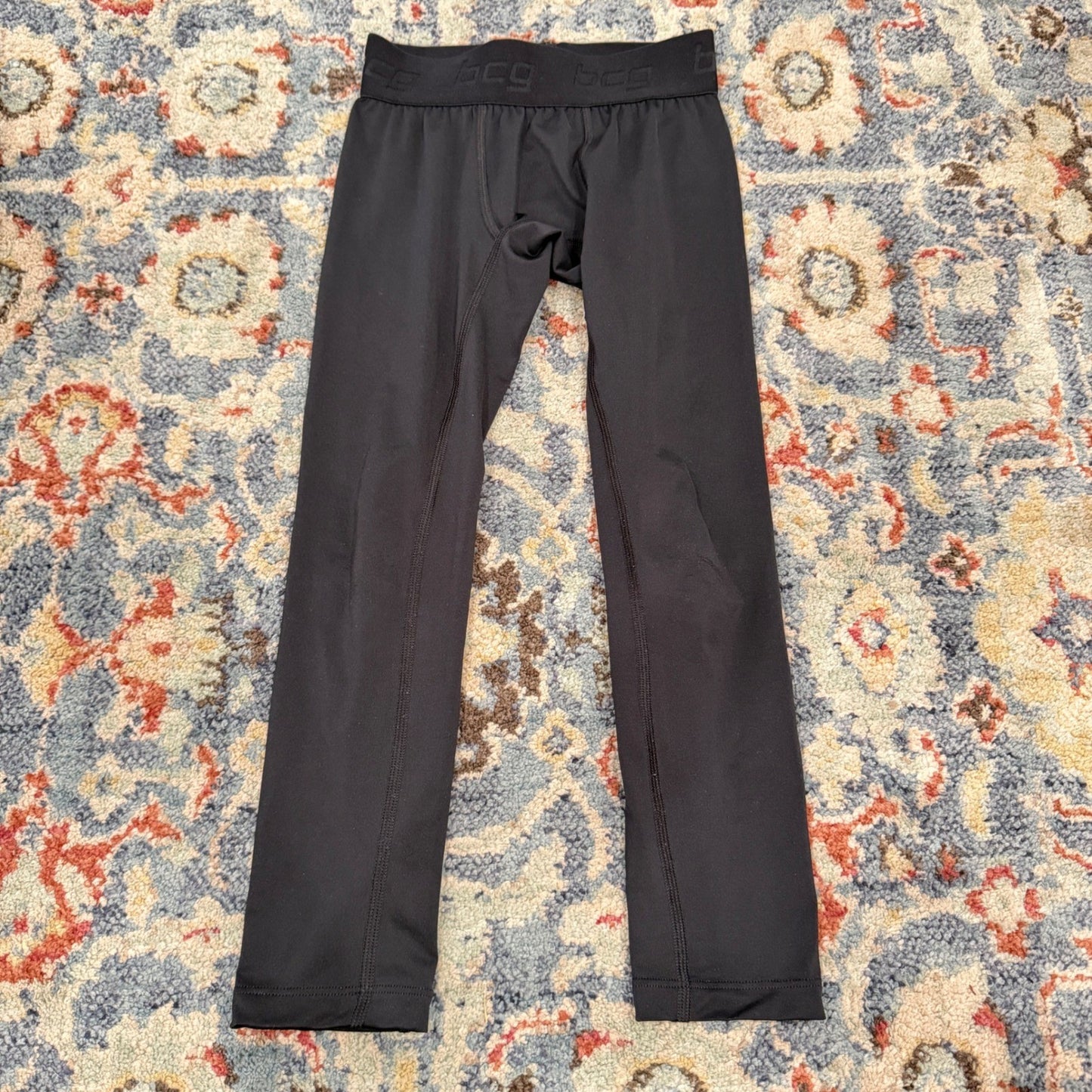 BCG Compression Leggings Boys Size S 8 Black Performance Base Layer Athletic EUC0