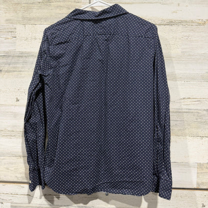 Lauren Ralph Lauren Non Iron Button Down Shirt Women L Navy Polka Dot Cotton5
