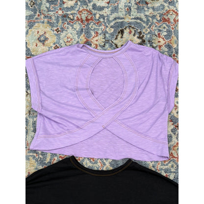 Boxy Top Bundle Women XS Purple Black Cute Open Back Sporty Breezy EUC1