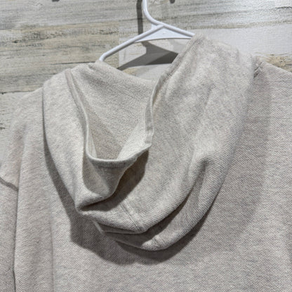 Tahari Longline Zip Hoodie Sweater Women M Oatmeal Cotton Blend Casual GUC*6