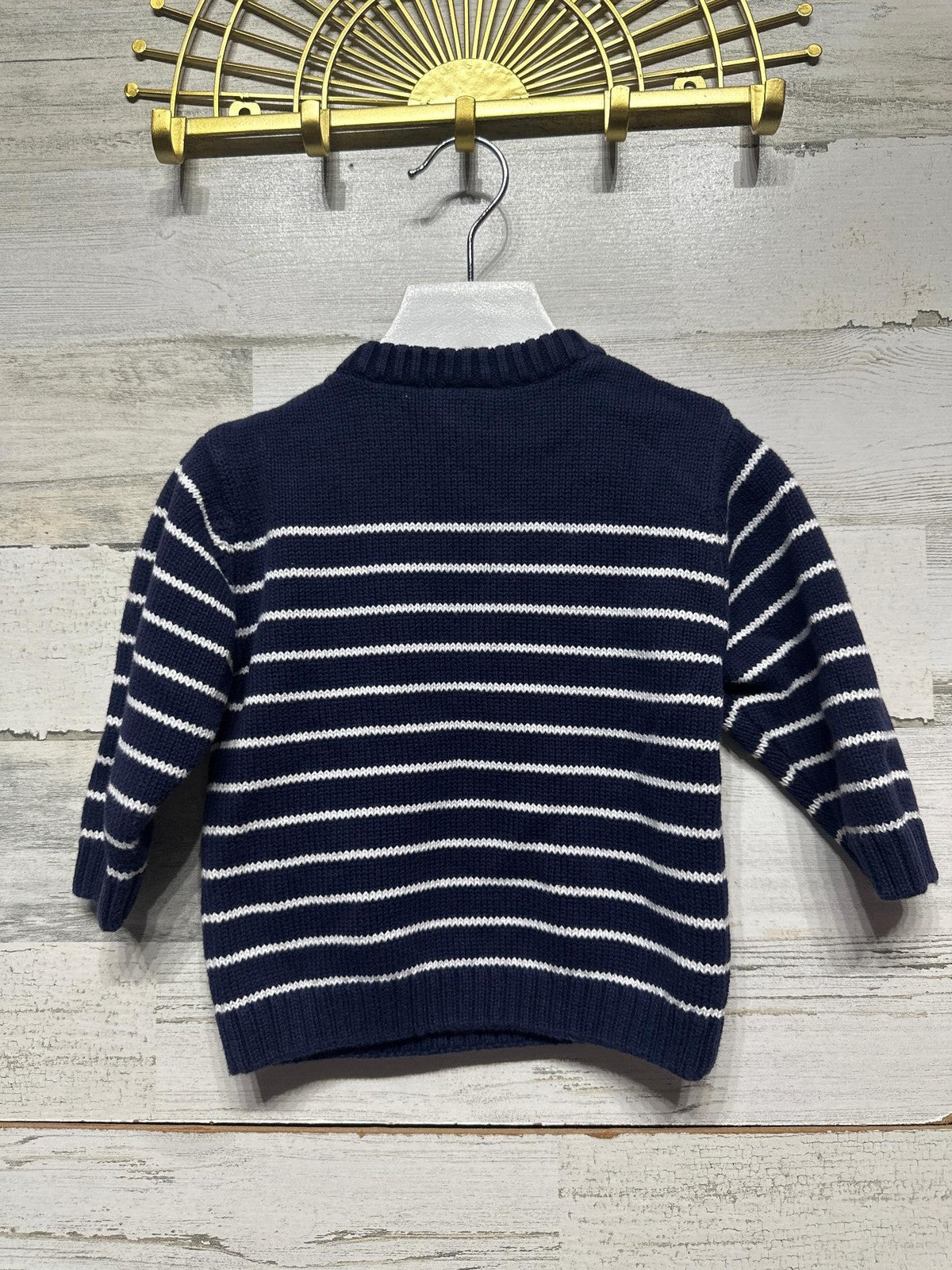 Vintage Gymboree Striped Sweater Boys 12-18 Months Navy Blue Nautical Knit EUC2
