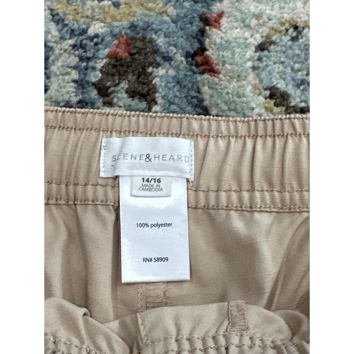 Scene & Heard Chino Shorts Boys 14/16 Khaki Elastic Drawstring Ripstop EUC1